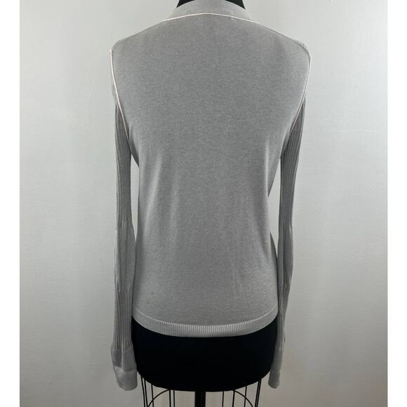 MARC BY MARC Gray Silk Cotton Cashmere Blent V-Neck Button-Up Cardigan Sweater L - Picture 5 of 7